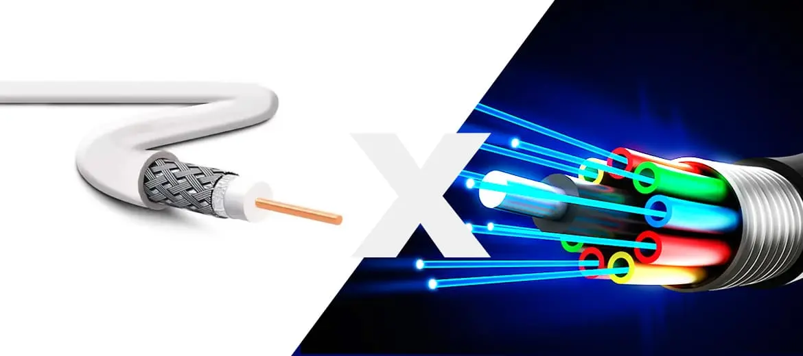 Cabo coaxial é muito mais lento que fibra ótica? Qual a diferença? Ainda é usado?